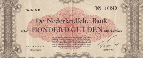 A rare and unique 100 Gulden banknote dated August 1st 1914